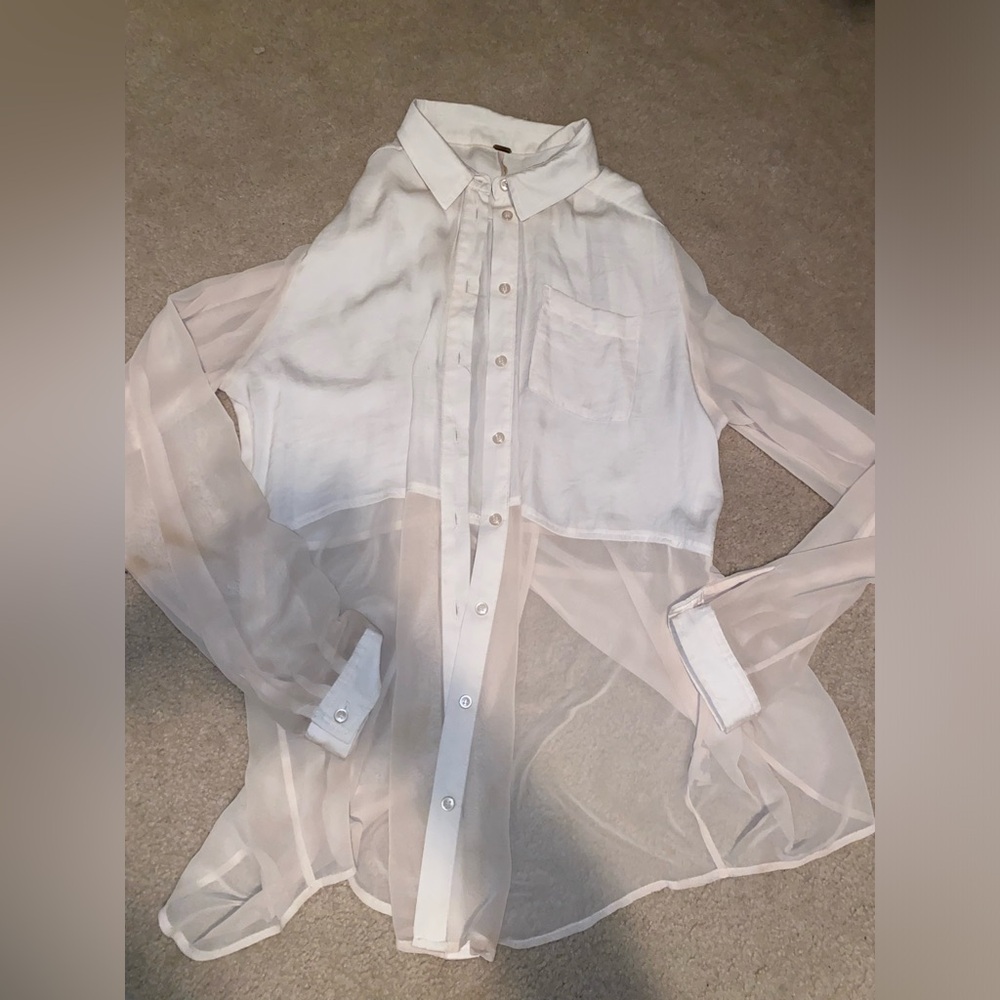 Free People Sheer White Blouse